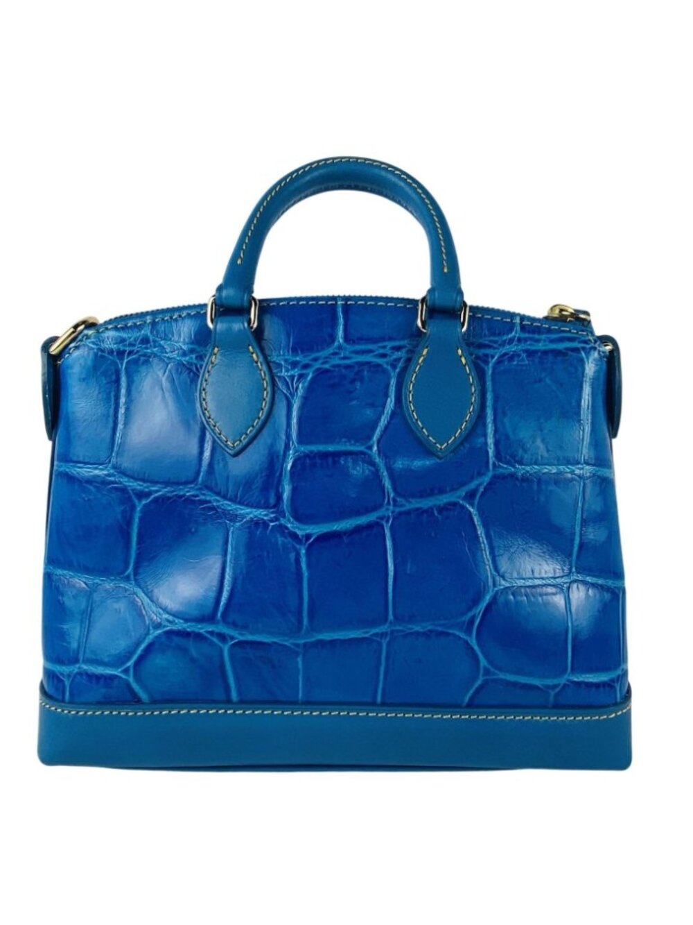 Dooney & Bourke Turquoise Croco Embossed Leather Small/Med Satchel Gold Hardware - Picture 3 of 16